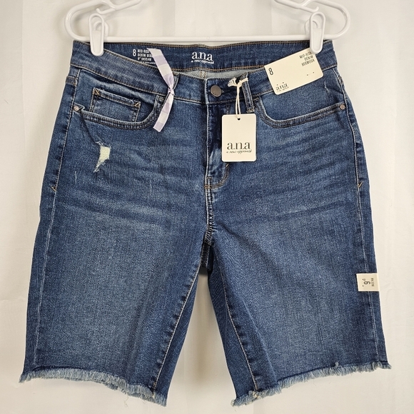 Ana Mid Rise Cut Off Bermuda Shorts - Picture 2 of 8